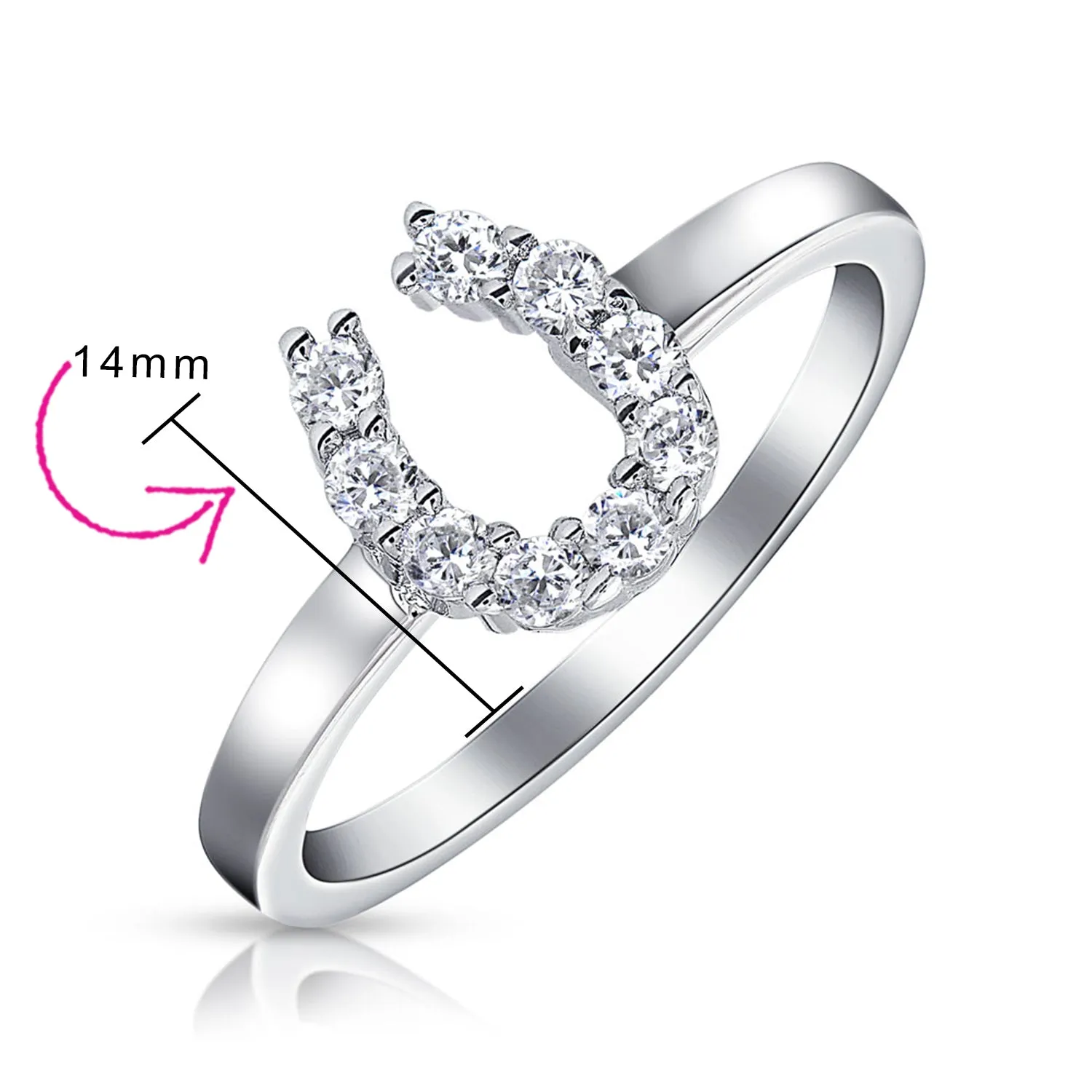 Good Luck Cocktail Statement Ring with Cubic Zirconia Horseshoe in Sterling Silver