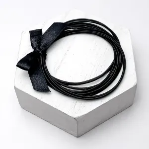 Guitar String Bracelets With Bow in Jet Black
