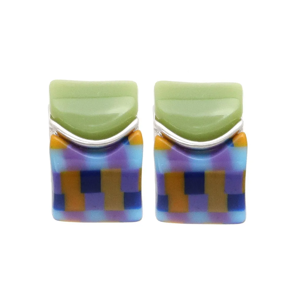 Half Marble Wide Curl Earrings