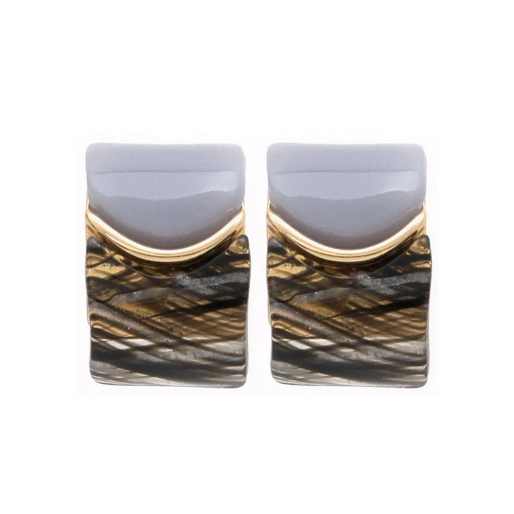 Half Marble Wide Curl Earrings