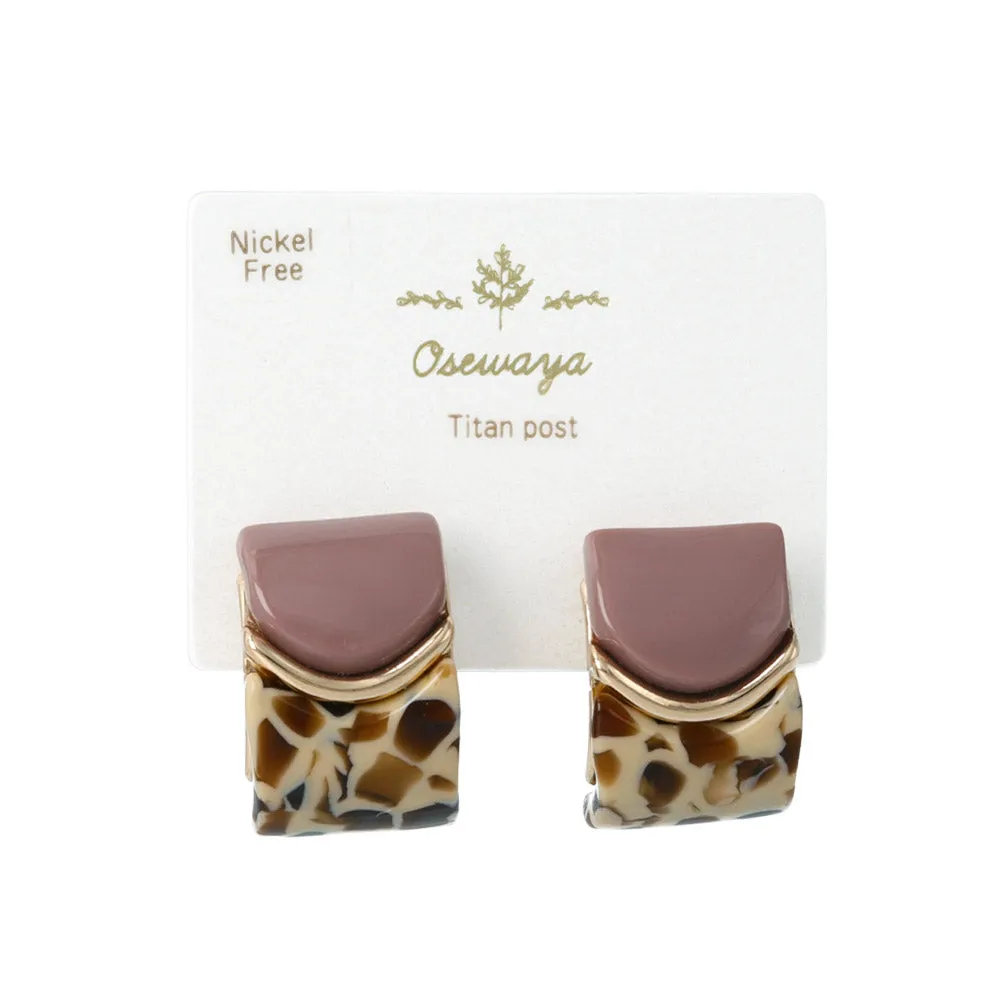 Half Marble Wide Curl Earrings