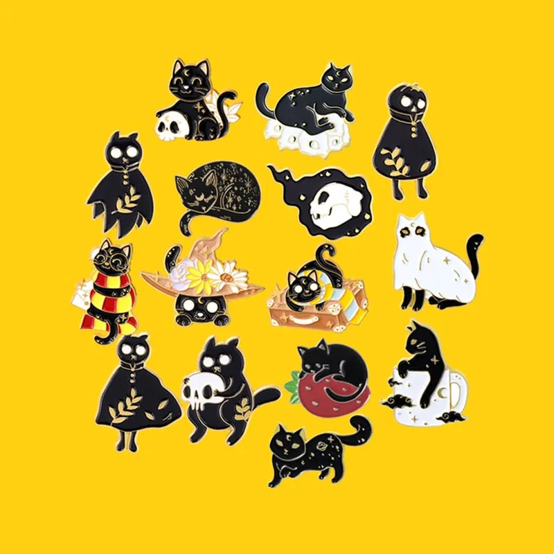 Halloween Cats Enamel Pins