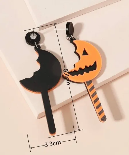 Halloween earrings | creepy pumpkin earrings | glitter acetate lightweight fun party earrings | halloween night