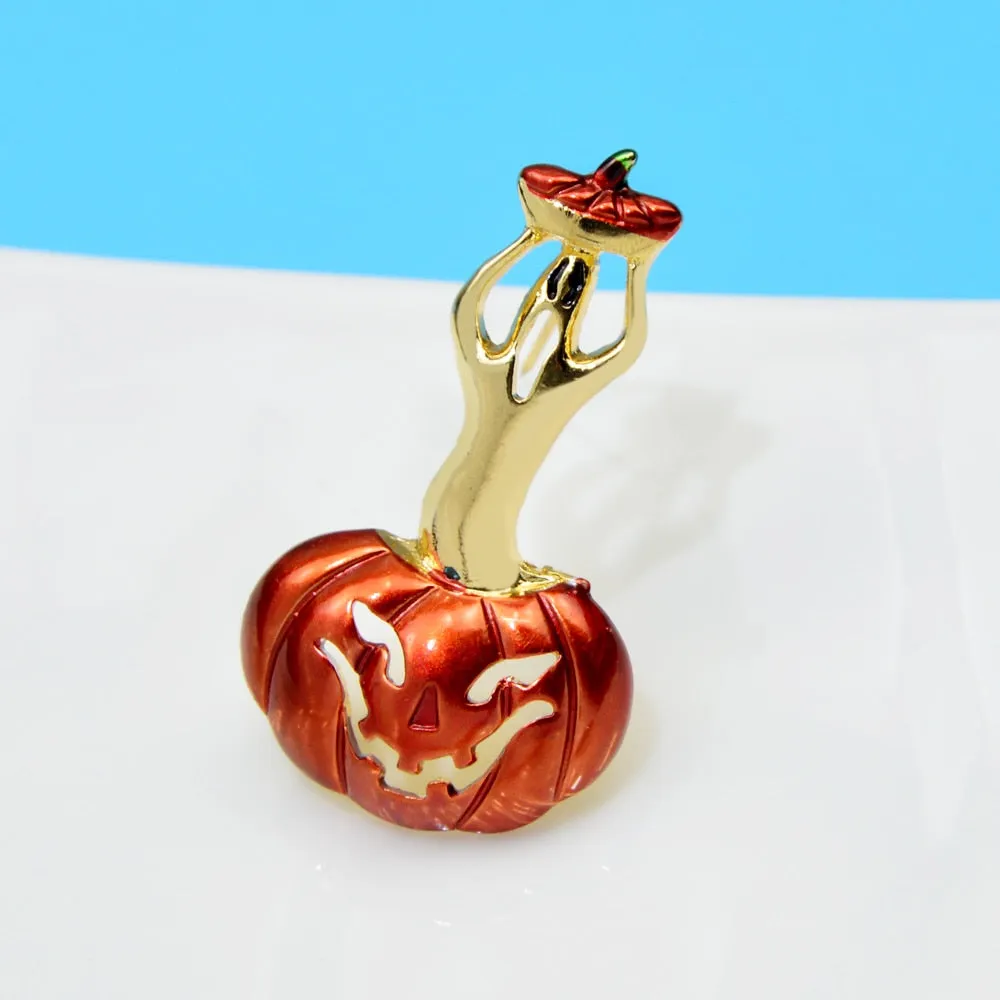 Halloween Ghost From Pumpkin Lantern Brooch