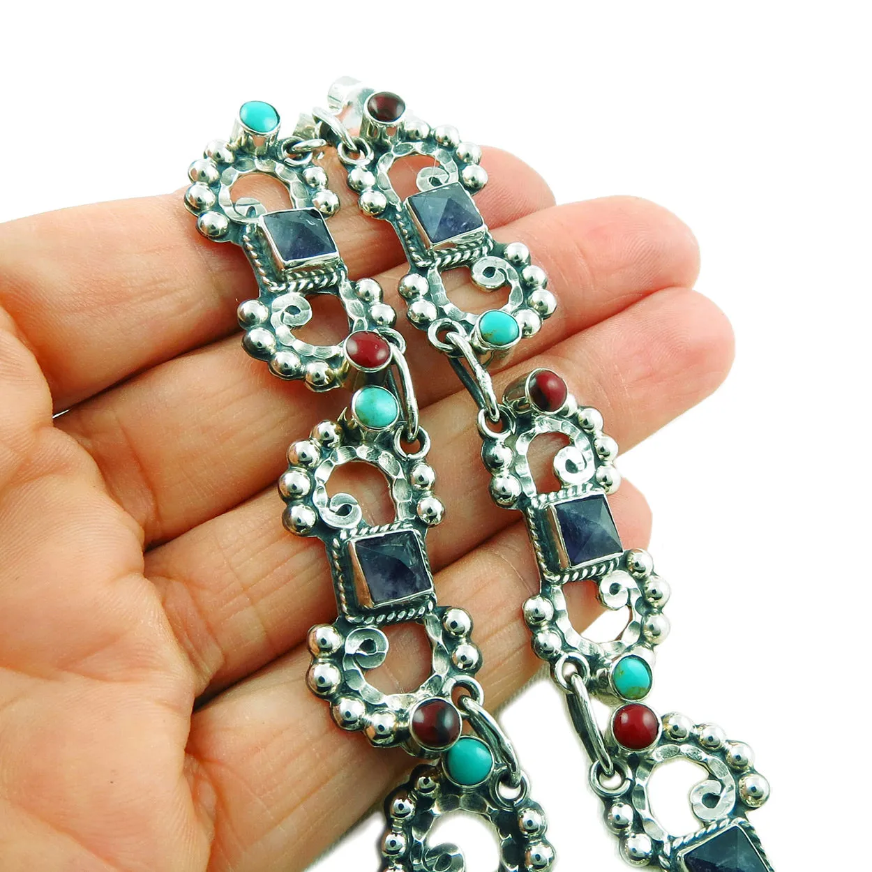 Handmade Taxco Sterling Silver Deco Necklace