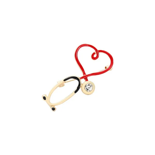 Heart Cartoon Stethoscope Metal Enamel Pin