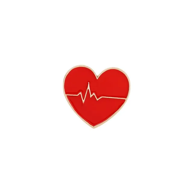 Heart Cartoon Stethoscope Metal Enamel Pin