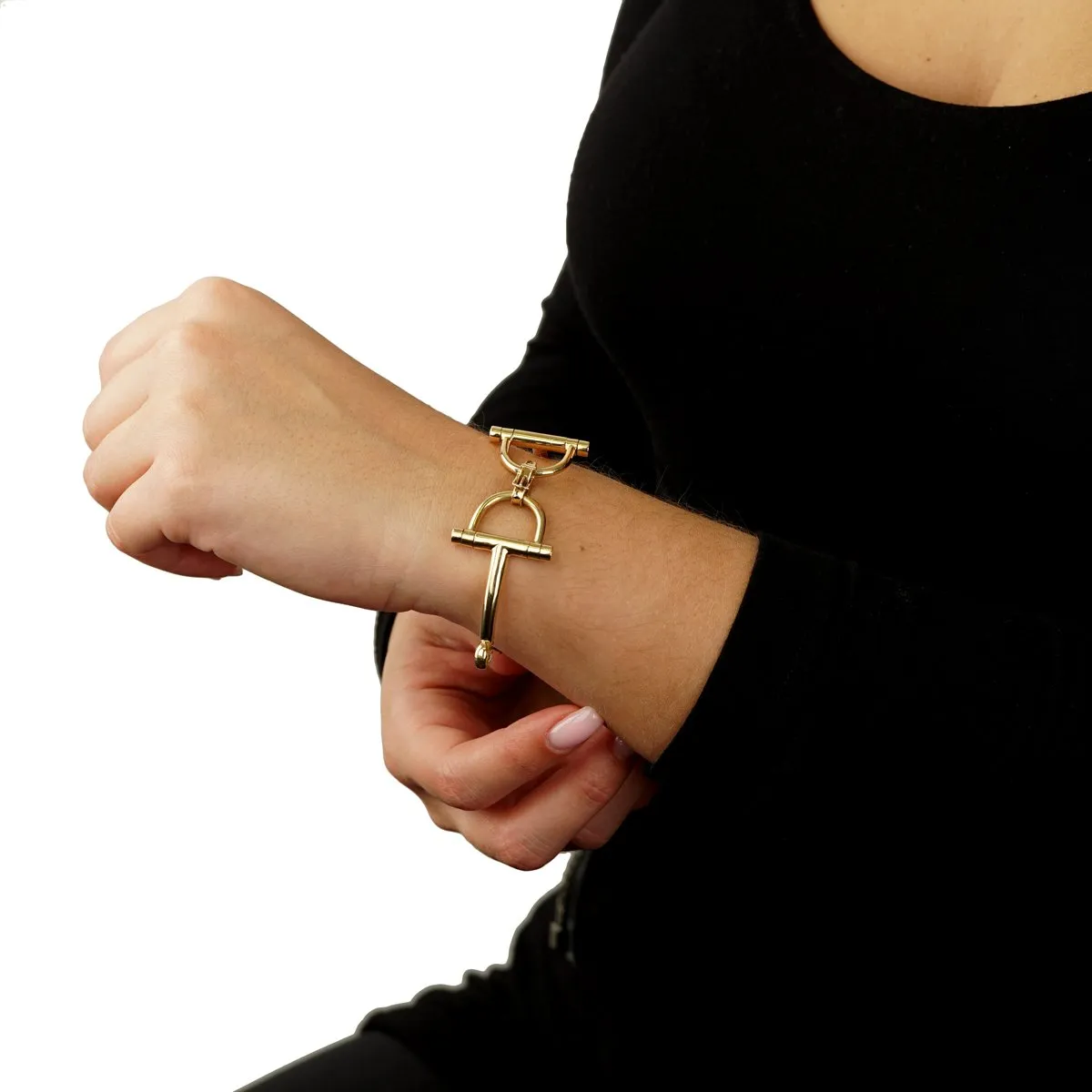 Hermes Vintage Stirrup Gold Bracelet