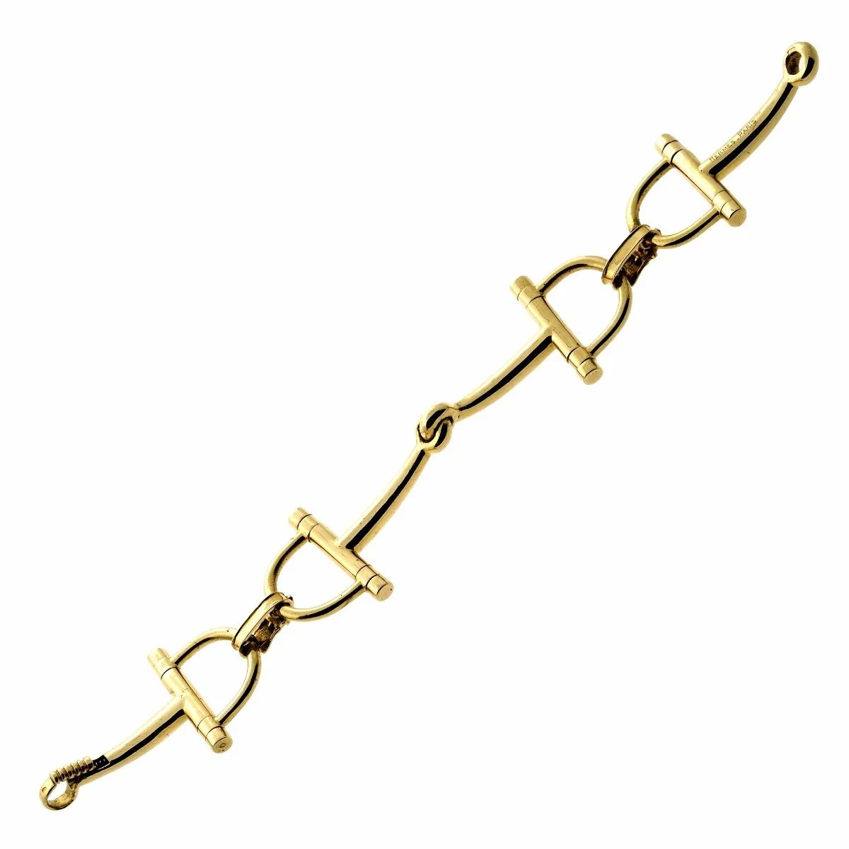 Hermes Vintage Stirrup Gold Bracelet