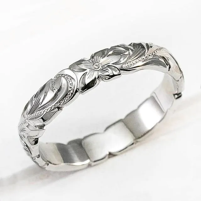 High Quality Elegant Carved Flower Pattern Classic Ring