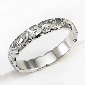 High Quality Elegant Carved Flower Pattern Classic Ring