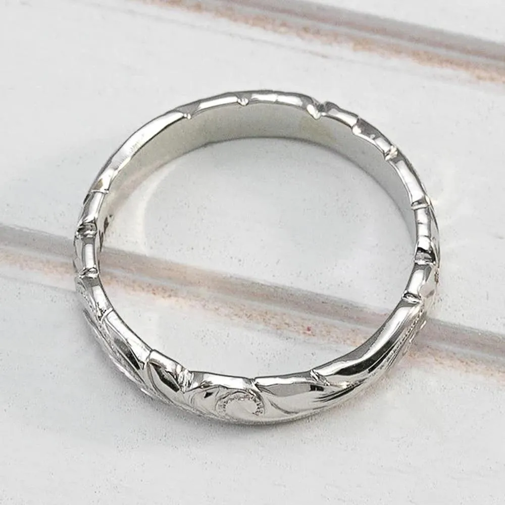 High Quality Elegant Carved Flower Pattern Classic Ring