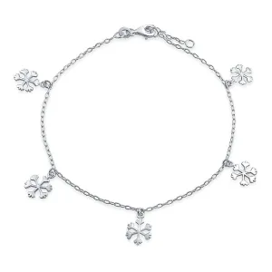 Holiday Party Snowflake Anklet Ankle Bracelet Sterling Silver 9-10 Inch