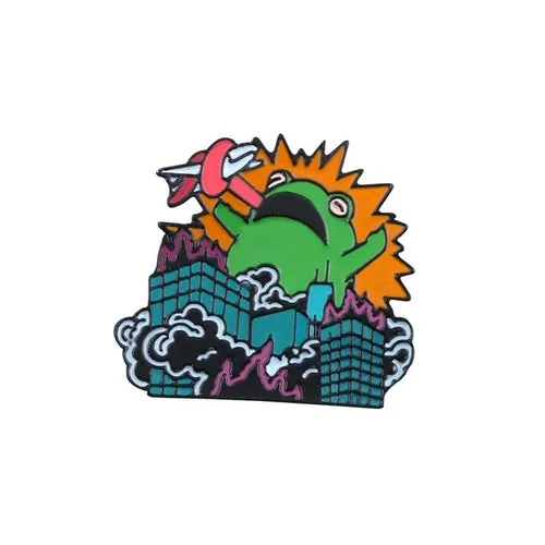 Horror Frog Brooch Novelty Creative Animals Enamel Pins Destroy City