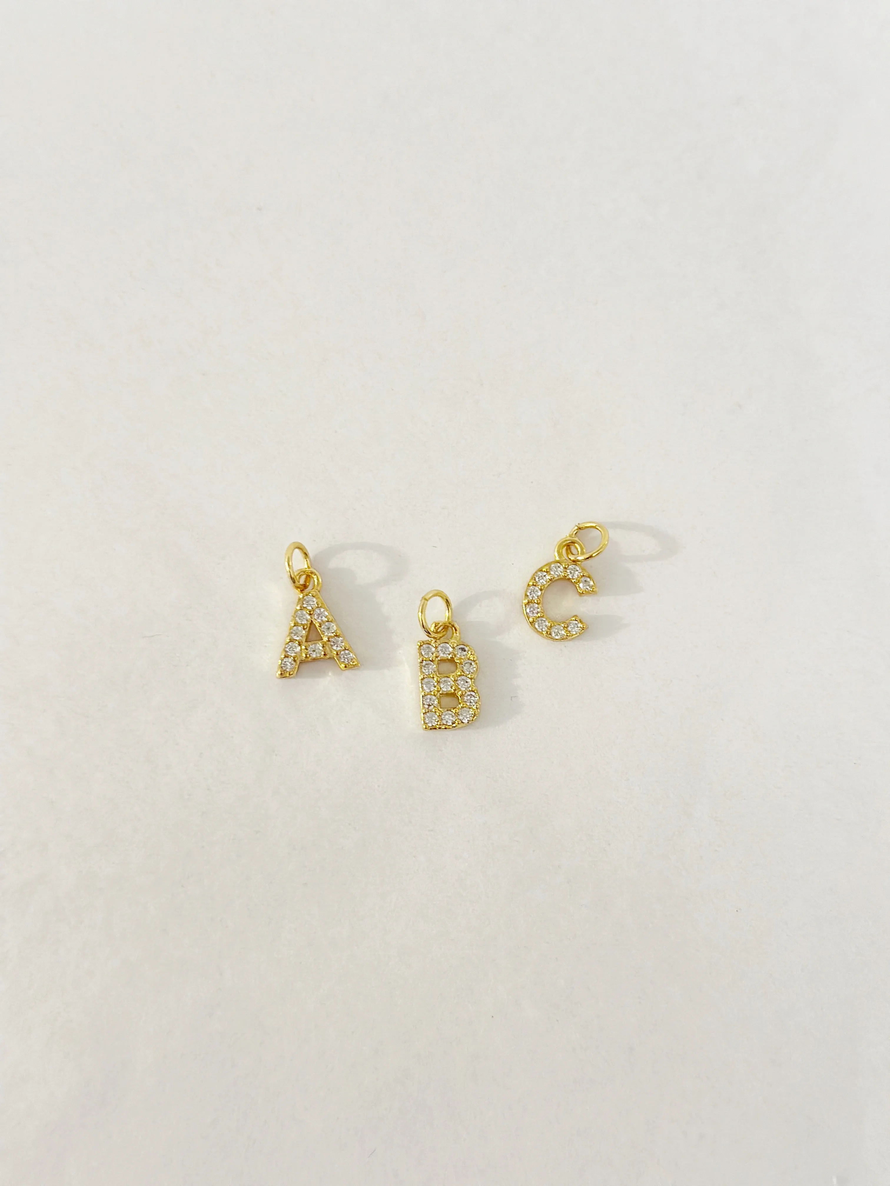 Initial Charm - Rhinestone Block