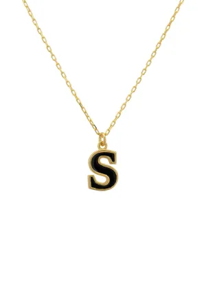 Initial Enamel Necklace Gold S