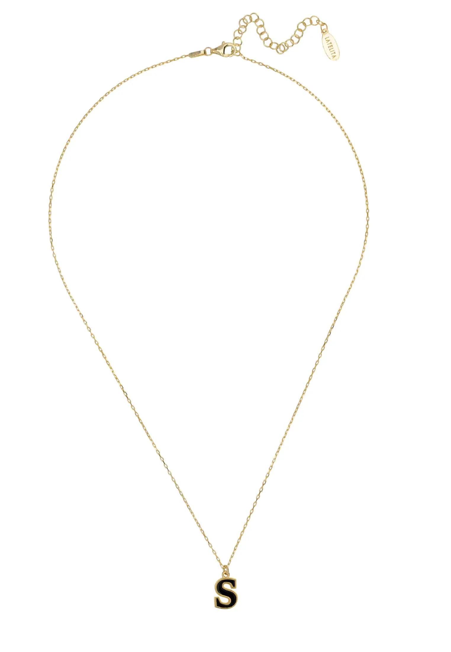 Initial Enamel Necklace Gold S