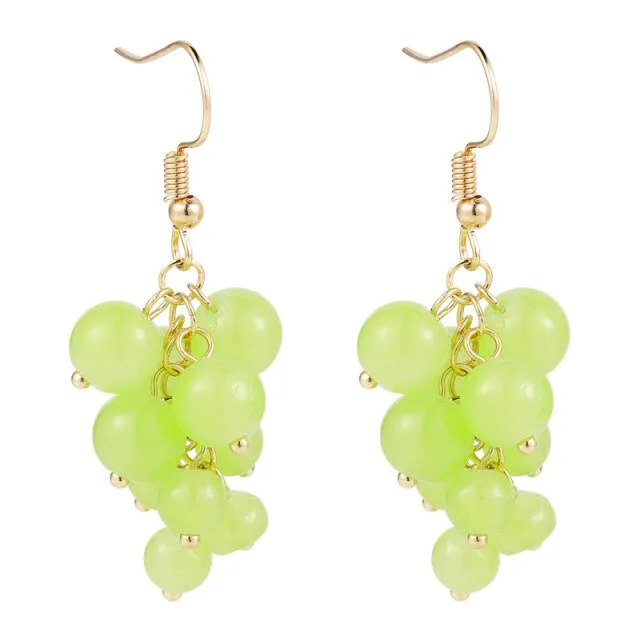 Japanese Style Girls fresh Green Grapes Bunch Clip on Earrings