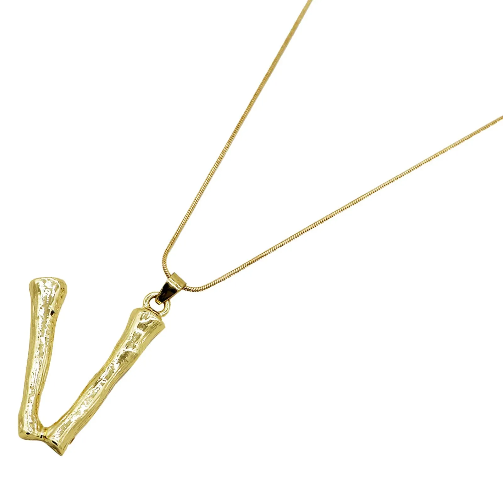 Joker & Witch V Initial Gold Pendant Necklace for Women