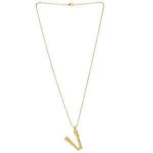 Joker & Witch V Initial Gold Pendant Necklace for Women