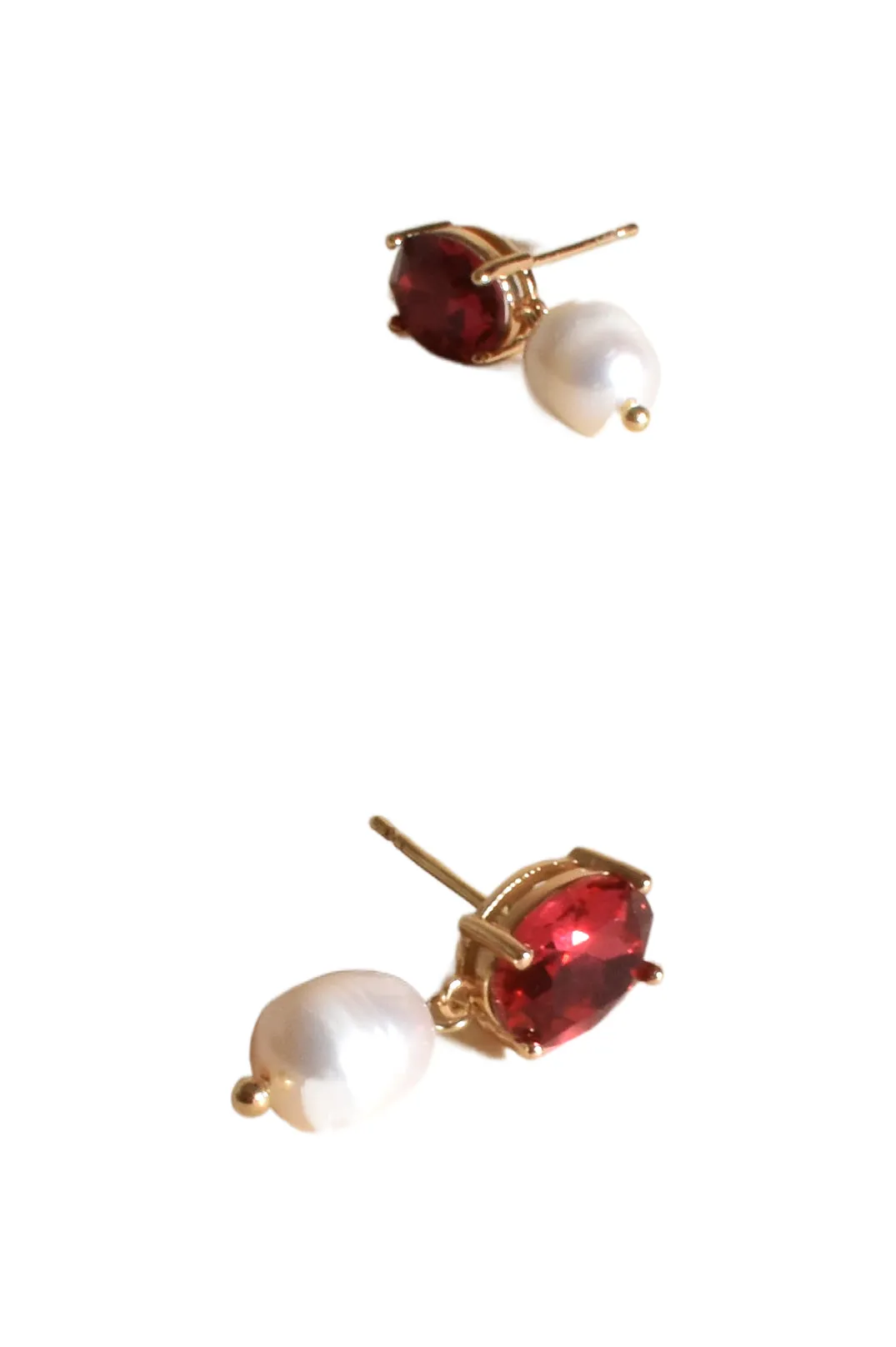 Julianna Jewel Top Pearl Drop Earrings Hot Pink/Cream