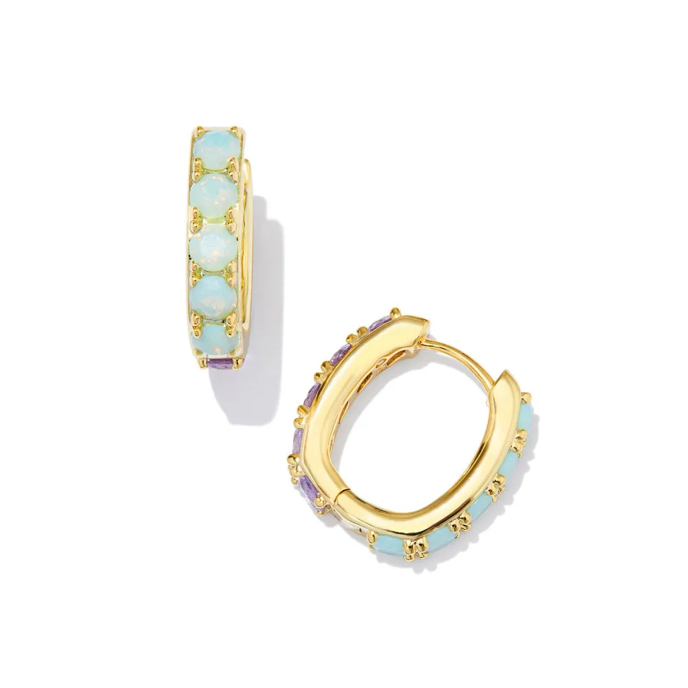 Kendra Scott Chandler Huggie Earrings - Gold Green Lilac Mix