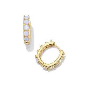 Kendra Scott Chandler Huggie Earrings - Gold White Opalite Mix