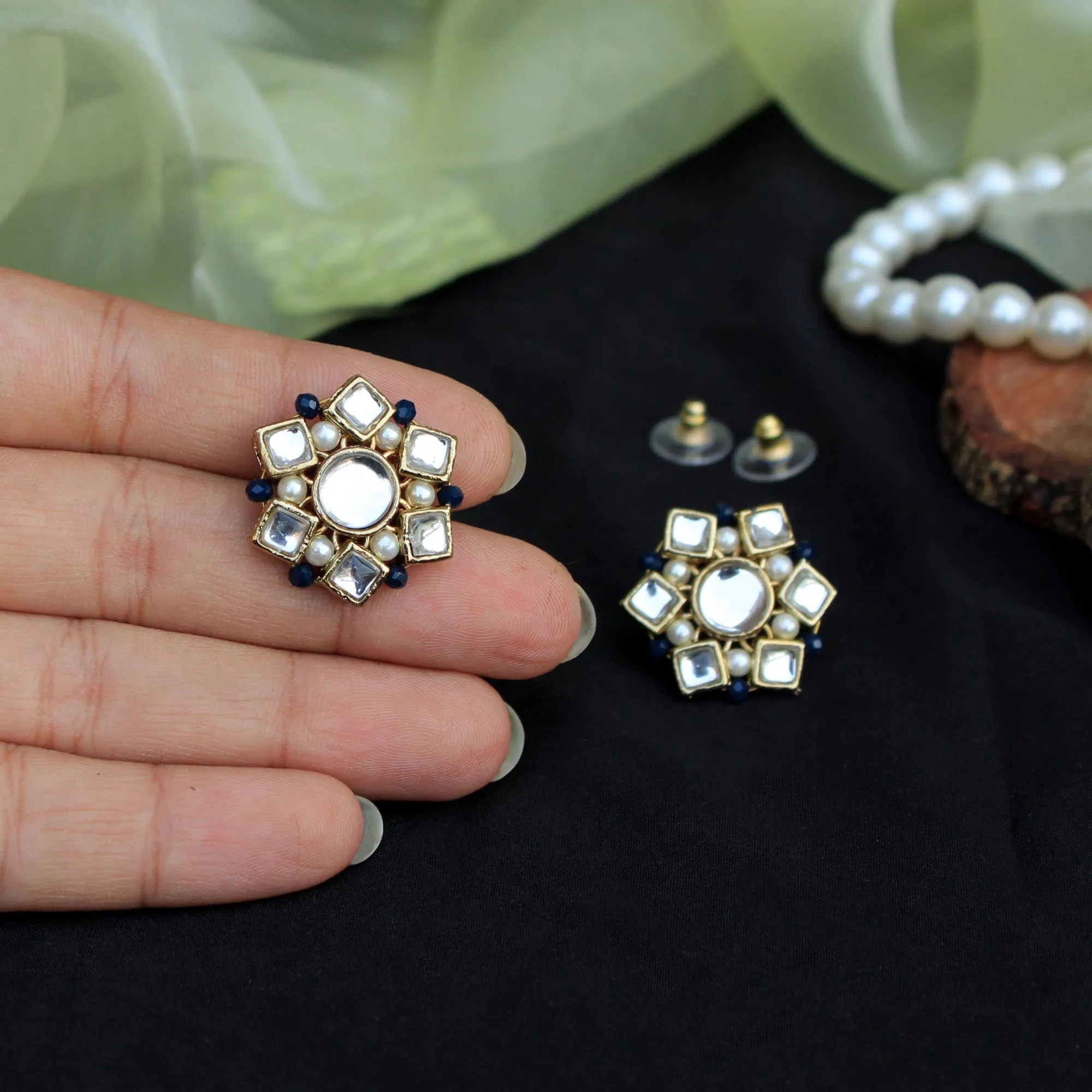 Kundan Blossom Stud Earrings