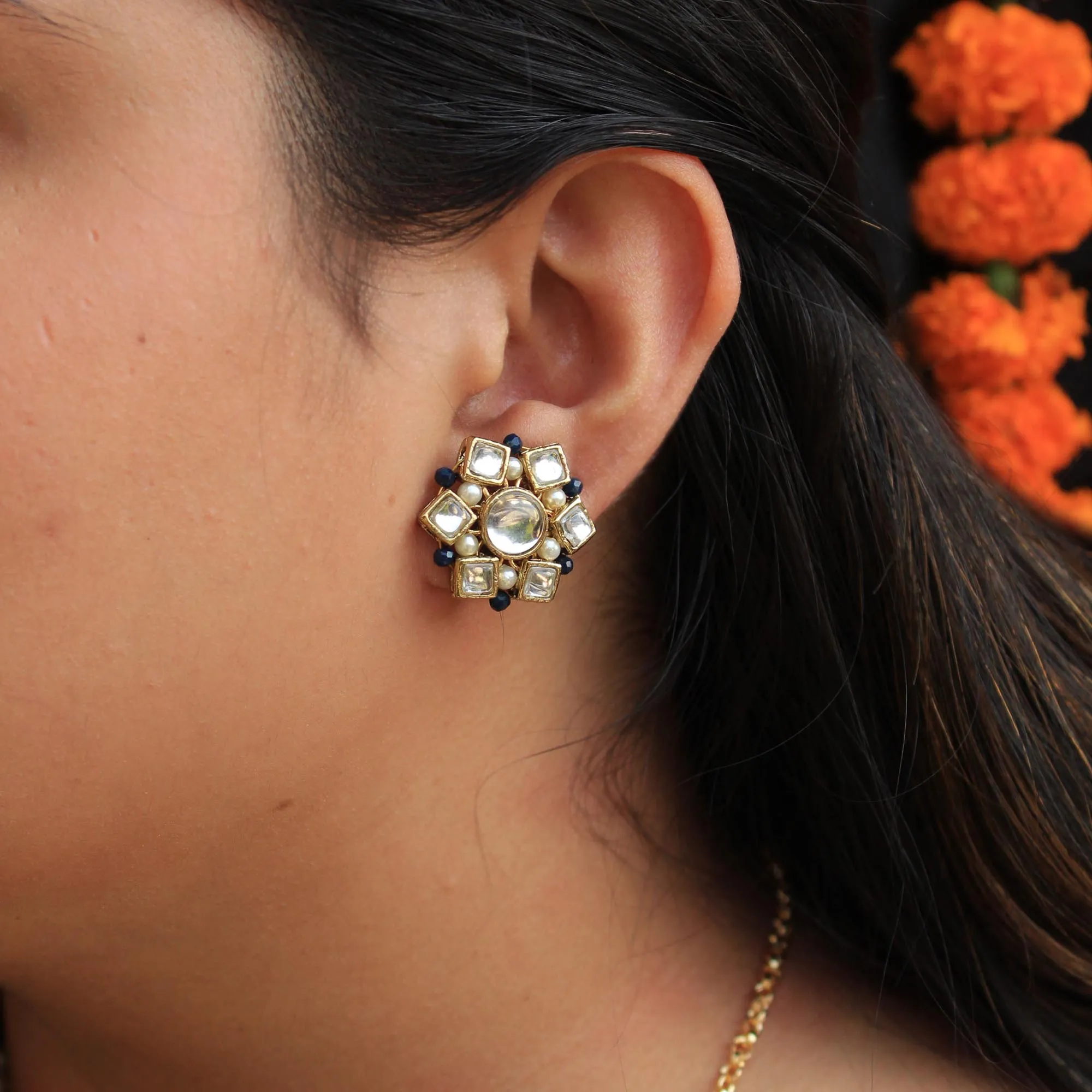Kundan Blossom Stud Earrings