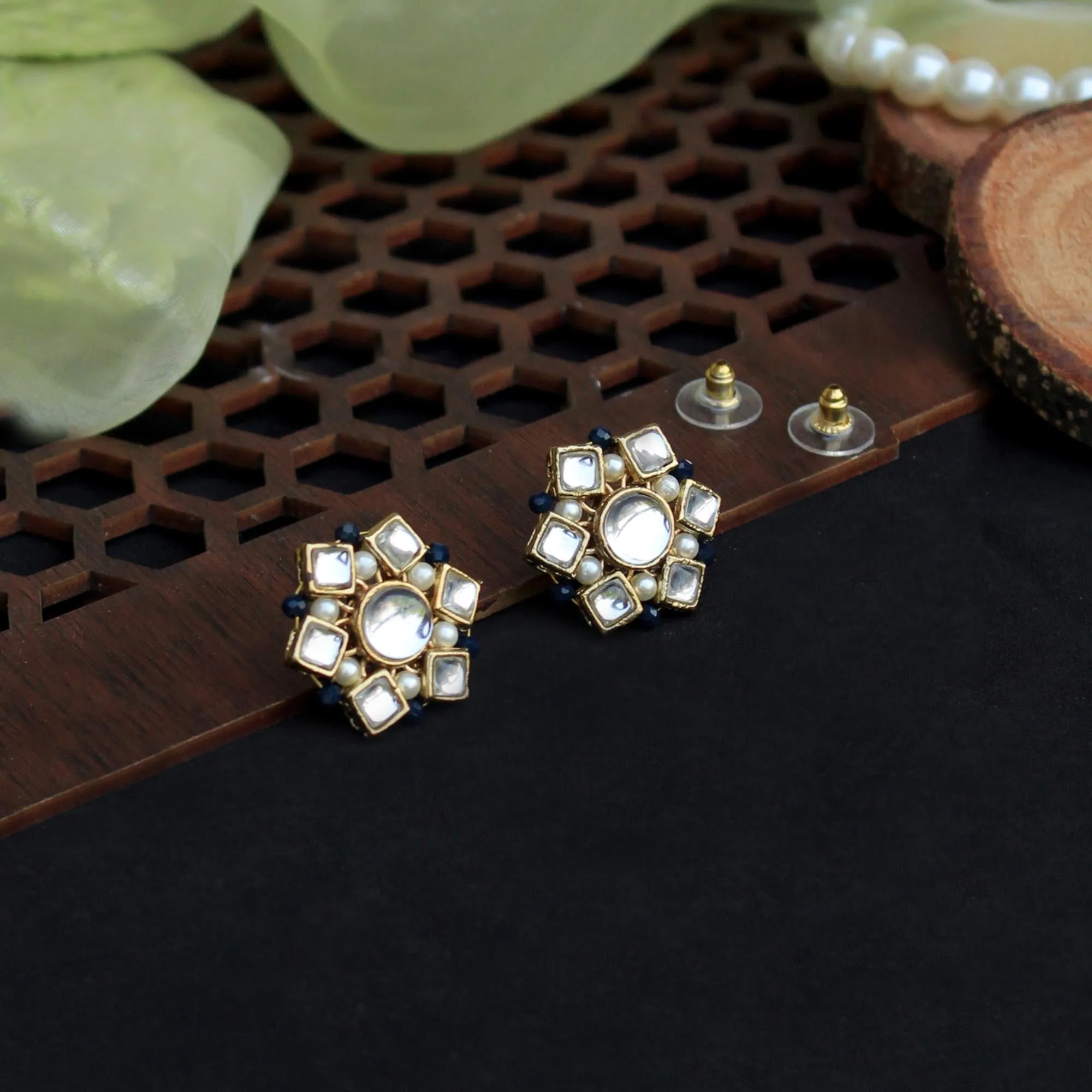 Kundan Blossom Stud Earrings