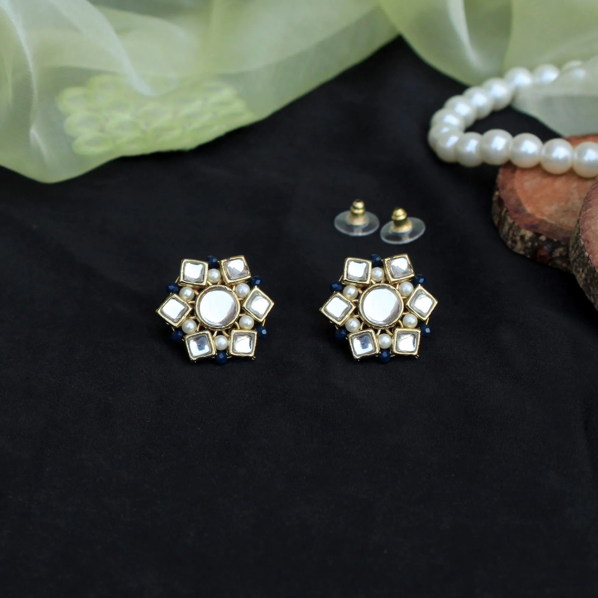 Kundan Blossom Stud Earrings