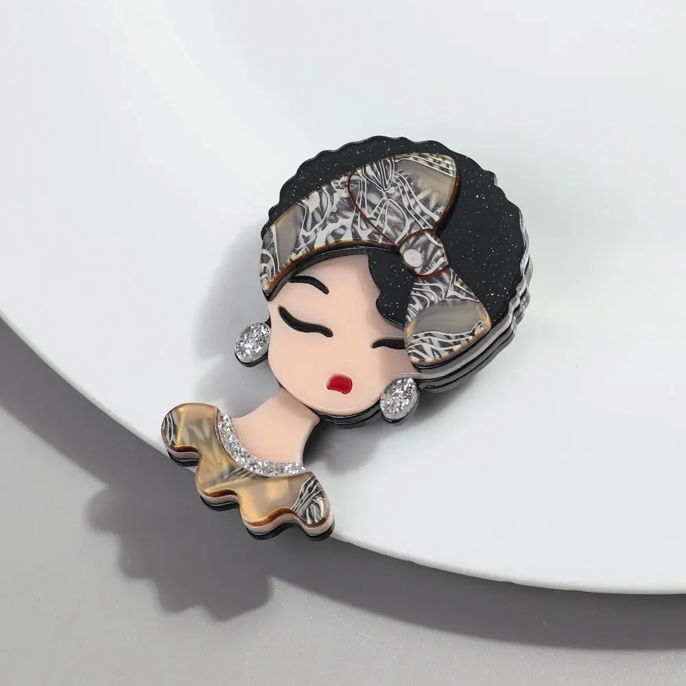Leopard Bowknot Hairband Girl Acrylic Brooches