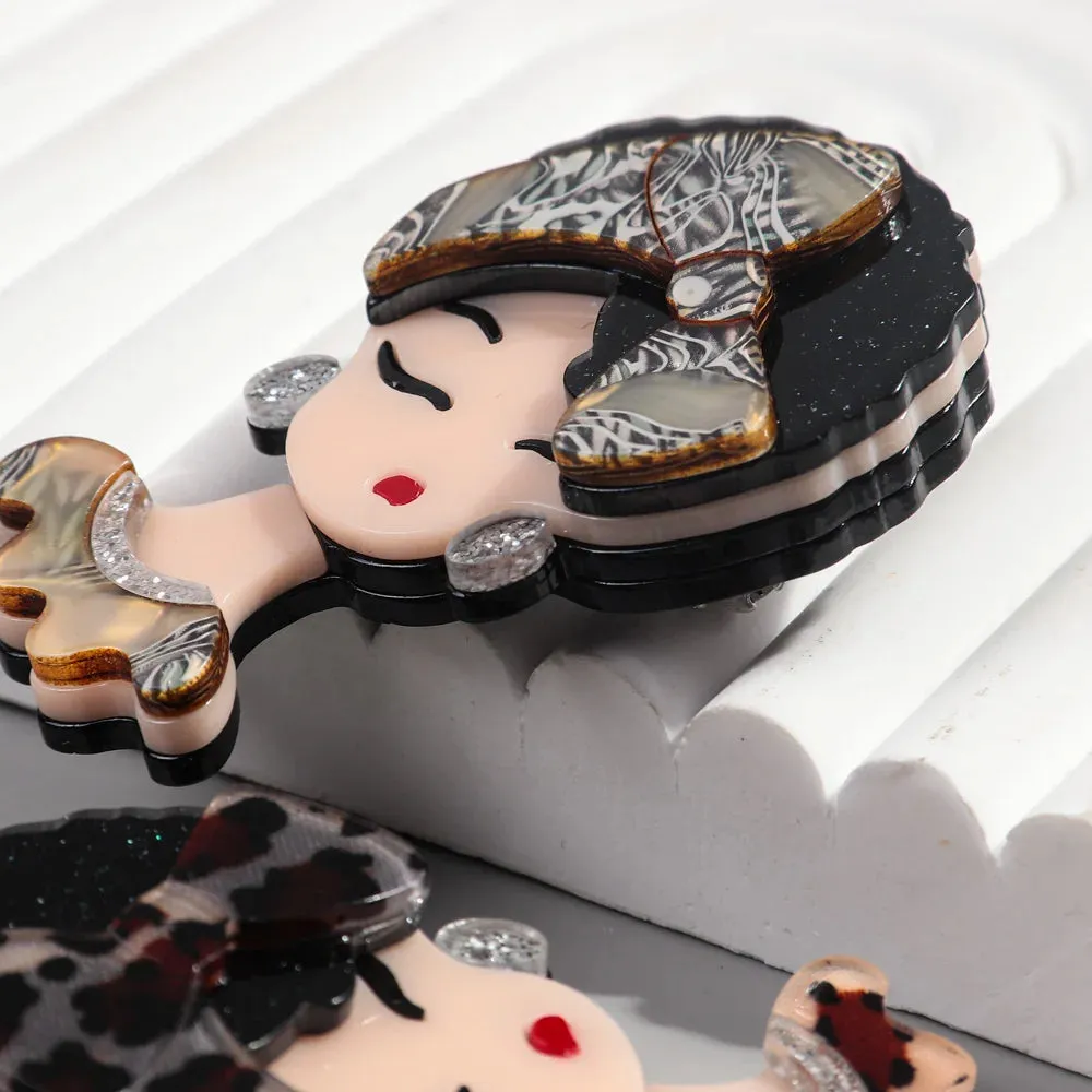Leopard Bowknot Hairband Girl Acrylic Brooches