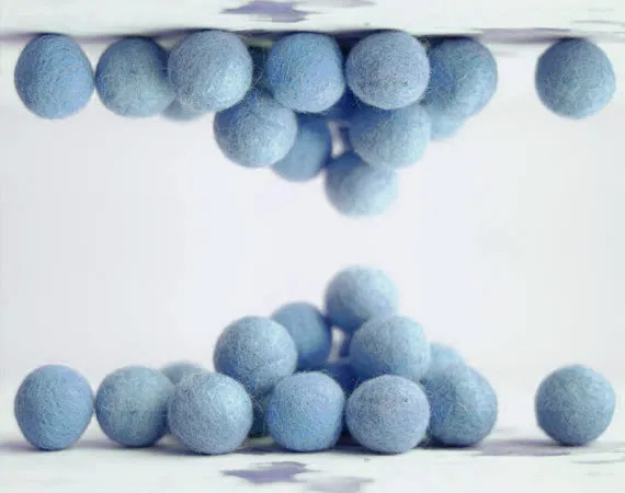 Light Blue Felt Balls 2cm x20 Wool Pom Poms. Craft Supplies. Kids Decor Craft.