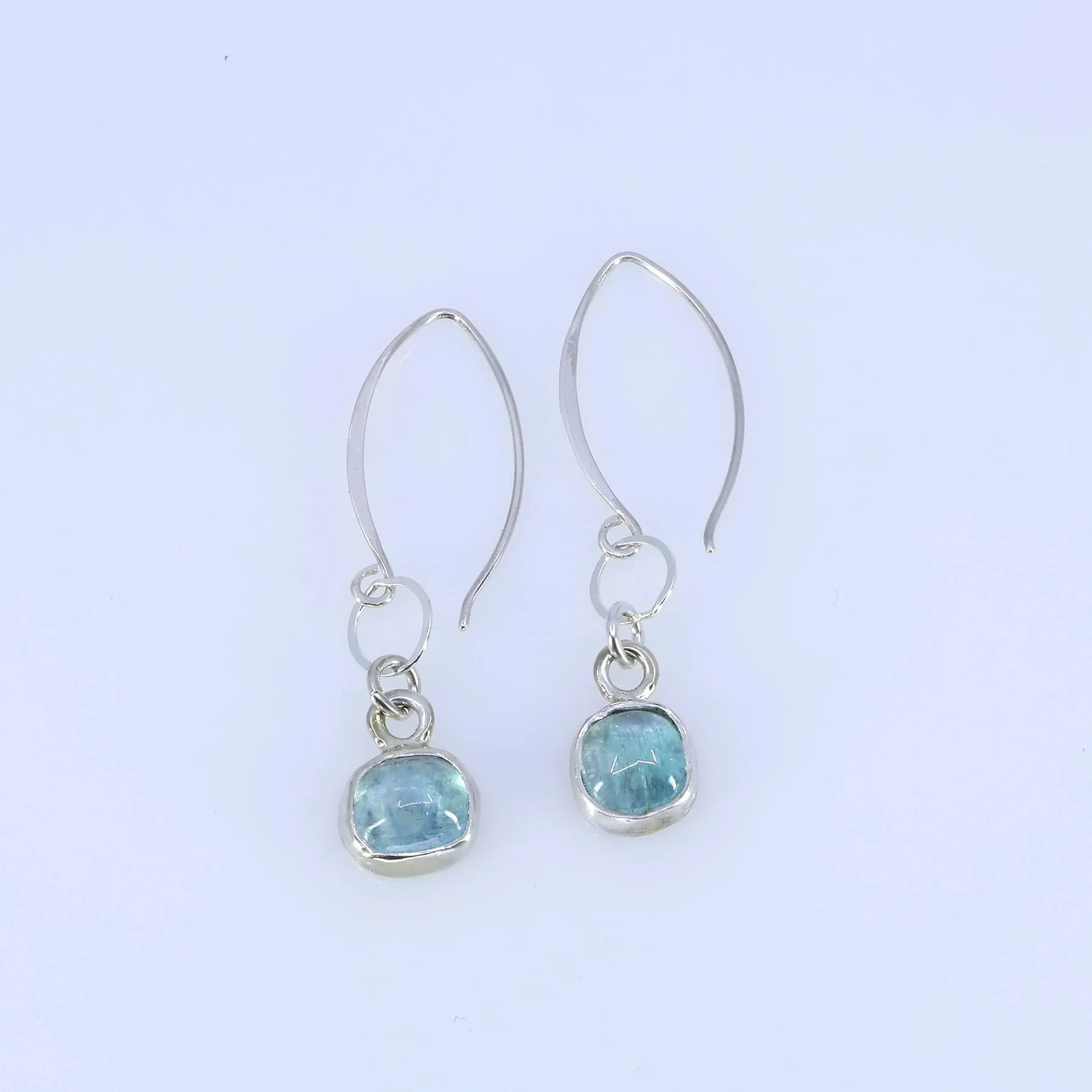 Linnea -  Paraiba Blue Tourmaline Silver Drop Earrings
