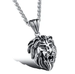 Lion Head Necklace - Gothic Pendant Stainless Steel by The Nevermore