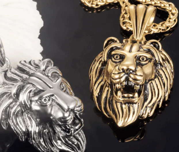 Lion Head Necklace - Gothic Pendant Stainless Steel by The Nevermore