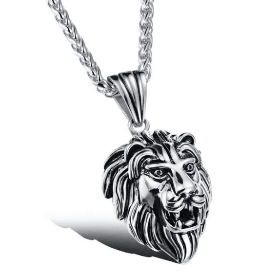 Lion Head Necklace - Gothic Pendant Stainless Steel by The Nevermore