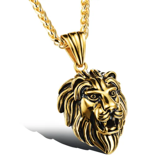 Lion Head Necklace - Gothic Pendant Stainless Steel by The Nevermore