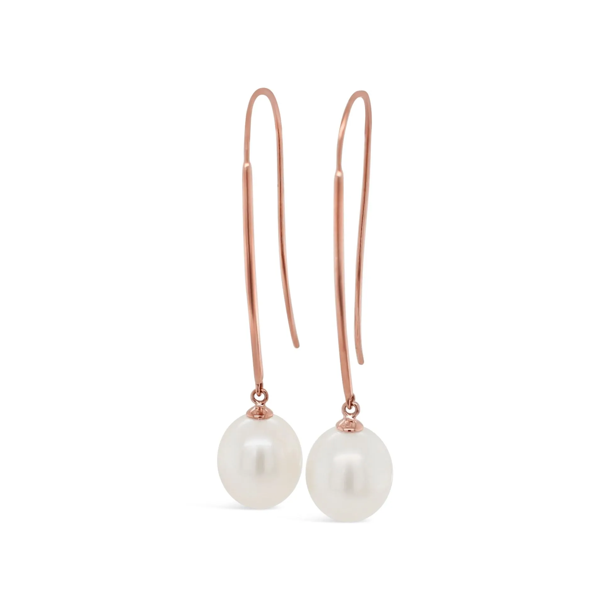 Long Freshwater Pearl Earrings Yellow and Rose Gold and Silver versions