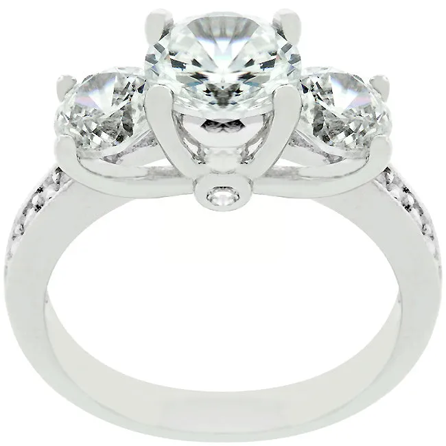 LOVCIA Elegant Cubic Zirconia Engagement Ring with Platinum Luster