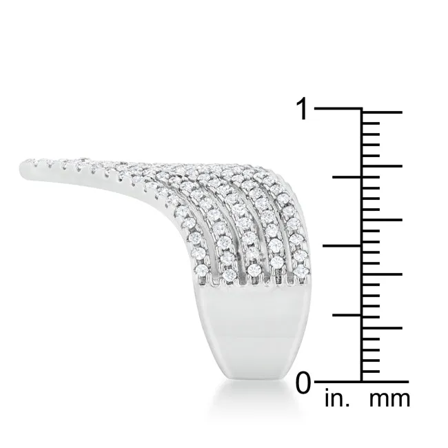 LOVCIA Elegant Vera 1.42ct CZ Rhodium V-Shape Vintage Cocktail Ring
