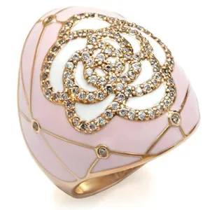 LOVCIA Luxurious Gold Brass Ring Featuring Clear AAA Grade CZ Stone
