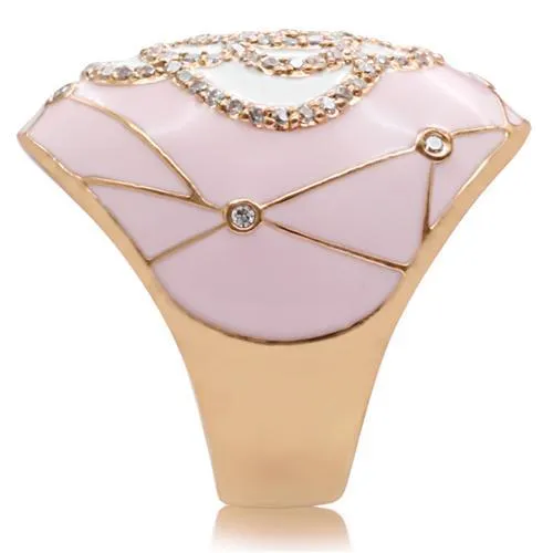 LOVCIA Luxurious Gold Brass Ring Featuring Clear AAA Grade CZ Stone