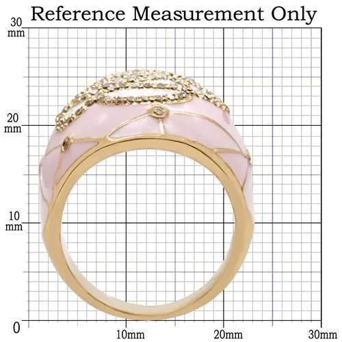 LOVCIA Luxurious Gold Brass Ring Featuring Clear AAA Grade CZ Stone