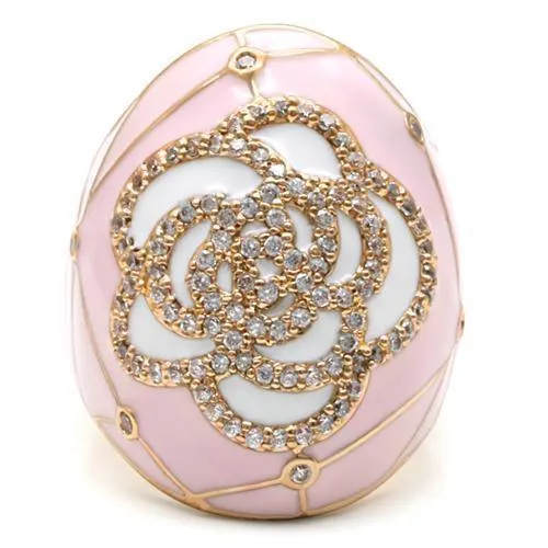 LOVCIA Luxurious Gold Brass Ring Featuring Clear AAA Grade CZ Stone