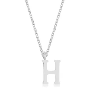 LOVCIA Rhodium-Plated Stainless Steel 'h' Initial Pendant Necklace