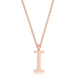 LOVCIA Rose Gold Stainless Steel I Initial Necklace Elegant Collection