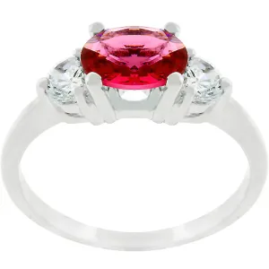 LOVCIA Ruby Shine Elegant Oval Cubic Zirconia Quartet Ring