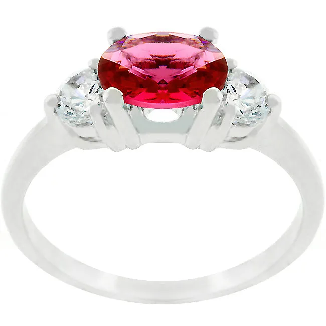 LOVCIA Ruby Shine Elegant Oval Cubic Zirconia Quartet Ring